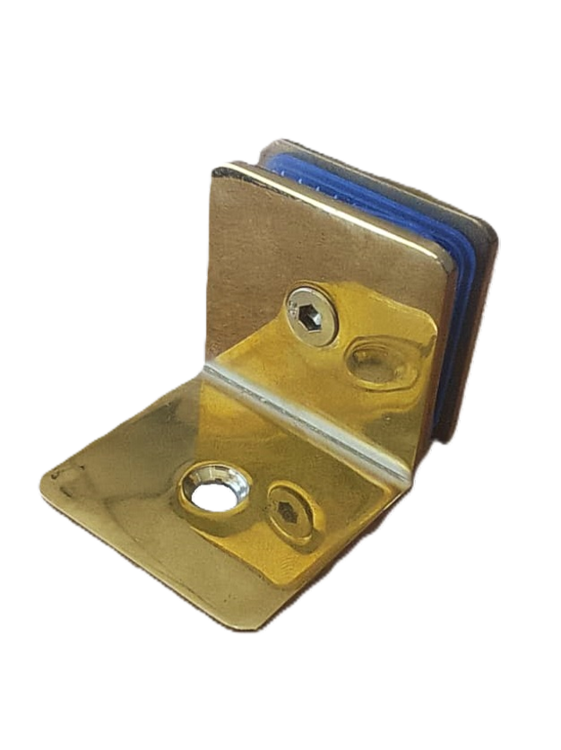 Conector Tipo L Muro-vidrio Dorado para Mampara Inoxidable